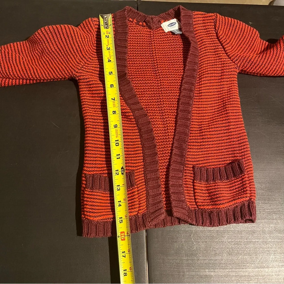 Old Navy Open-Front Long Cardigan Sweater Toddler Girls Red Striped Size 3T - Picture 7 of 7